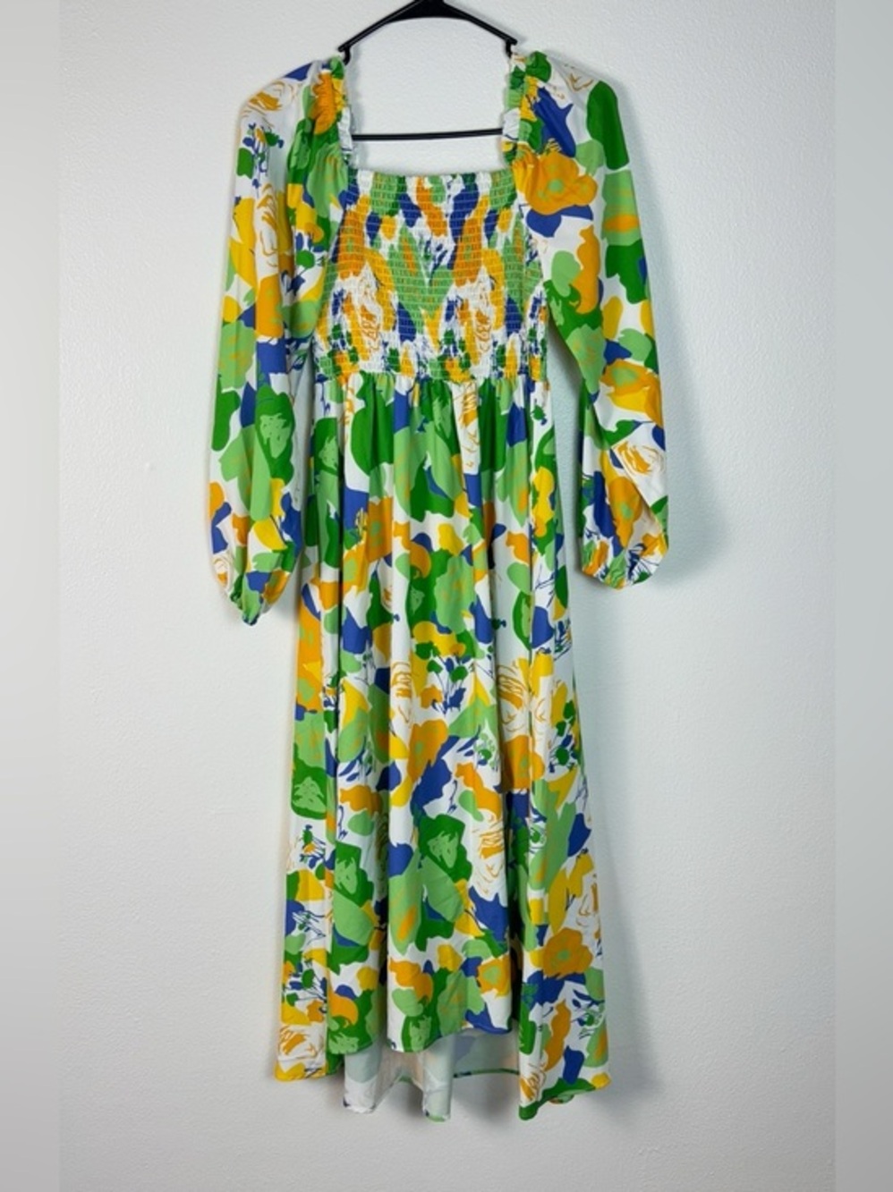 Pink Ripple Abstract Floral Midi Dress Size Small